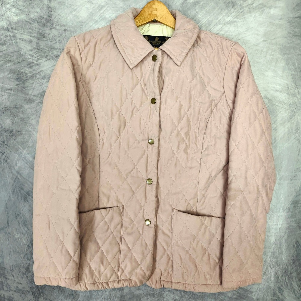Barbour Quilted Jacket Dusty Rose Pink Womens 8 Diamond Snap Country Equestrian